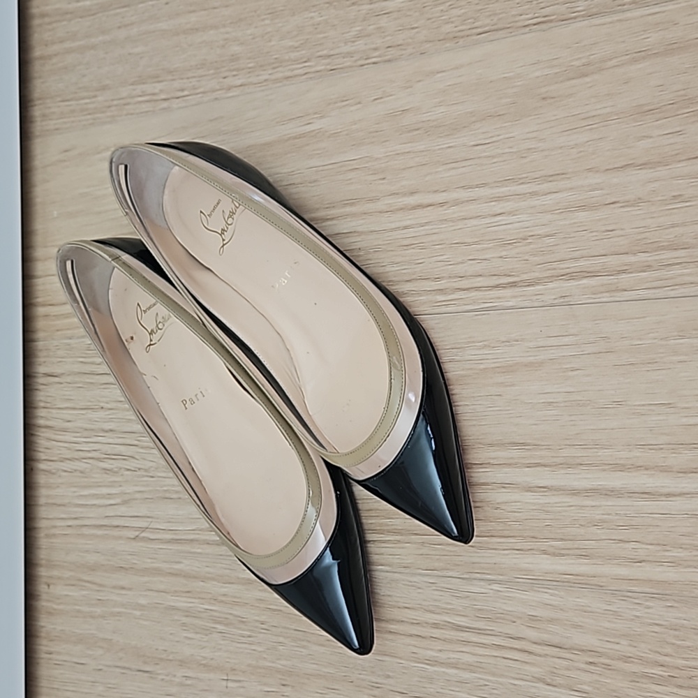 Christian Louboutin Black and Beige Flats